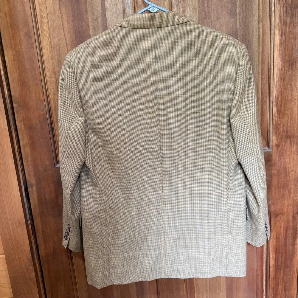 George Bass Mens Tan Houndstooth Hampton Windowpane Blazer Sport Coat 42R Canada